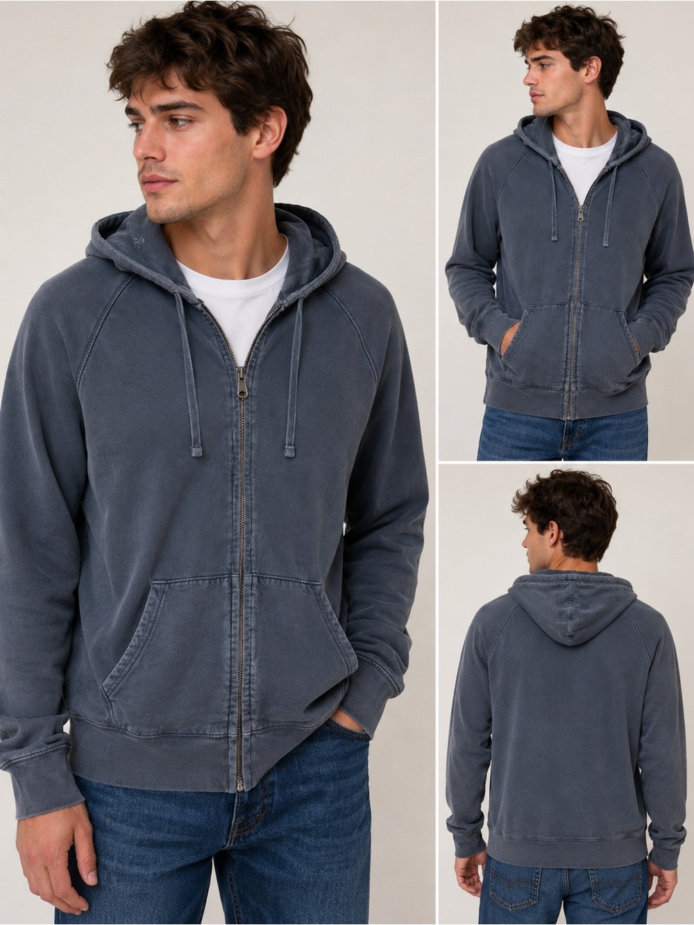 GAP Men’s Faded Charcoal Gray Full Zip Hoodie Sweatshirt Large